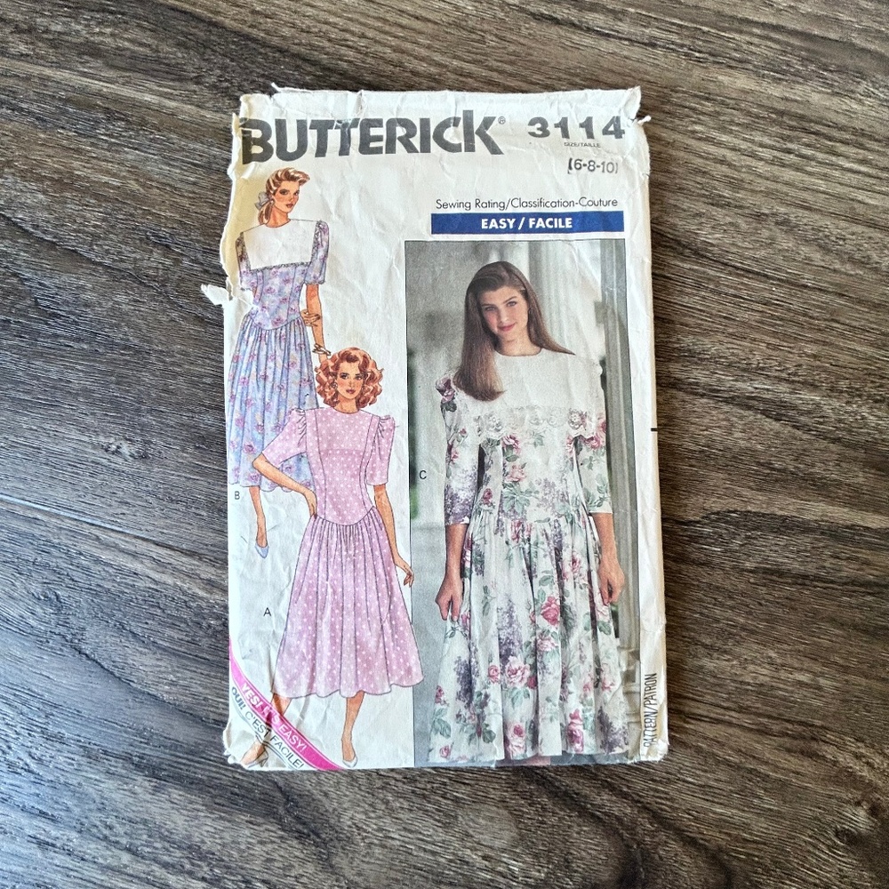 1980’s Butterick 3114 Dress Sewing Pattern